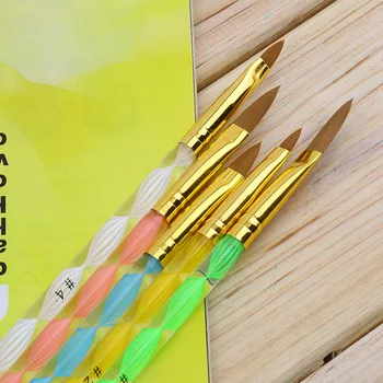 5Pcs/sæt Nail Art Pensel Sæt Værktøjer Akryl UV Gel Builder Maleri Tegning Børster Penne Neglebånd Pusher Af Farverige NO1
