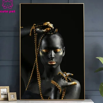 5d mosaik Diamant Maleri, Moderne kunst, den afrikanske sort kvinde, smykker diamant Broderi fuld square&rund Diamant cross stitch