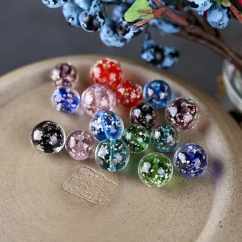5pcs 10mm Rund Luminated Blomst Glas Løse Perler Lysende Lampwork Perler, Håndlavet Krystal DIY Perler Smykker Forudsætninger