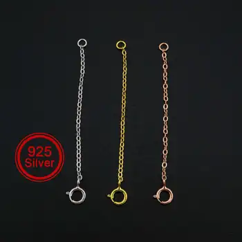 5pcs 3-8CM Forlængelse Kæde med Foråret Ring Lås til Halskæde i Rosa Forgyldt 925 Solid Sterling Sølv DIY Forsyninger 1320016