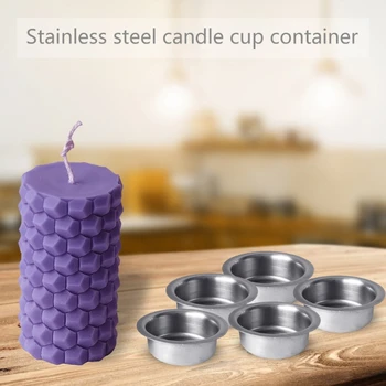 5pcs Luksus Stearinlys Cup Jar Container Opbevaring Rustfrit Stål Fyrfadsstage Indehaveren J60C