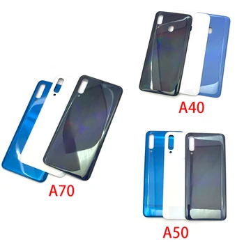 5pcs/partier Til Samsung Galaxy A40 A50 A70 A405F A505F A705F Batteri Tilbage Cover Glas bagpanel Udskiftning MÆRKAT, Selvklæbende