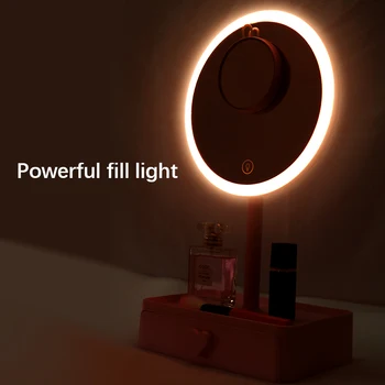 5x Forstørrelse Led Tændte Badeværelse Mirror Light Touch Make Up Spejl Med Lys, Smykker medicinskabet espejo joyero