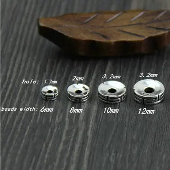 6/8/10/12MM Ægte 925 Sterling Sølv Spacer Løse Perler for DIY Armbånd Halskæde med at Lave Smykker, Resultater&Komponenter