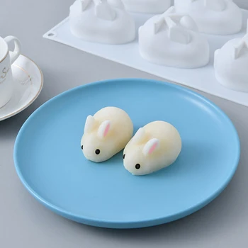 6 Former 3D Kanin Silikone Forme Nye Kage Udsmykning Børn Håndlavet DIY Kage Forme Silikone Forme Bagning Dessert Mousse