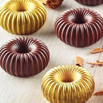 6 Hulrum Spiral Chiffon Mousse Skimmel Silikone Formen for DIY Bagning, Desserter Mould Udsmykning Af