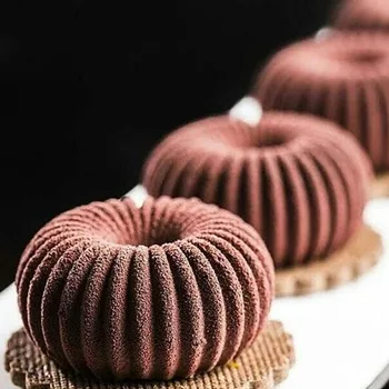 6 Hulrum Spiral Chiffon Mousse Skimmel Silikone Formen for DIY Bagning, Desserter Mould Udsmykning Af