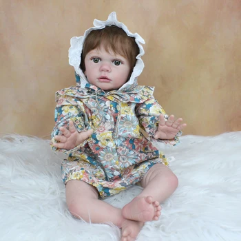 60 CM 3D-Maling Skin Silikone Genfødt Toddler Baby Dukke Til Pige Klud Krop Toy Realistisk Som Rigtig Prinsesse i Live Bebe Kjole Op