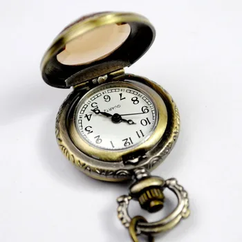 6046 Dejlige klirre gennemsigtigt låg lommeur retro mørk brun glas design udsøgt stødt damer nøglering ur