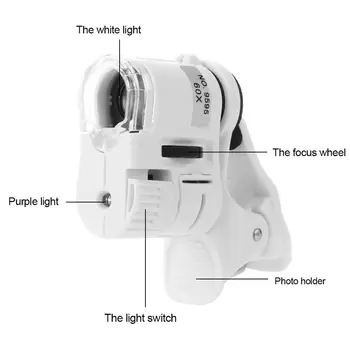 60X forstørrelse Telefon Digital Mikroskop-Kamera med LED-Lys Telefonen Universal Mobile Forstørrelsesglas Makro Zoom Linse Kamera Klip