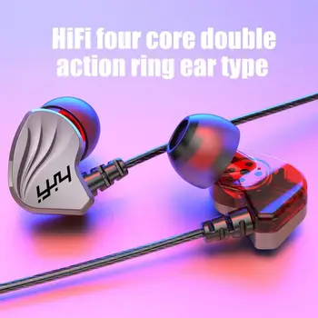 6D Type-c HiFi-Bass Høretelefoner Med Høj lydkvalitet 4-core Dual Motion In-Ear 3,5 mm Kabel Sports Hovedtelefoner Til iPhone Xiaomi