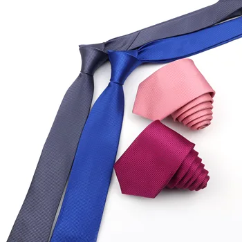 6cm Herre Business Uafgjort Mode Klassiske Tynde Fine Grid Slips Vin Rød Blå Pink Champagne Passer Cravat bryllupsfest Tilbehør