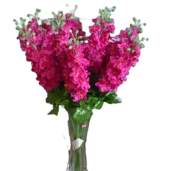 6stk Larkspur Blomst gulvmonteret Falske Delphinium Ajacis Kunstige Poisonweed til Bryllup Dekorative Blomster