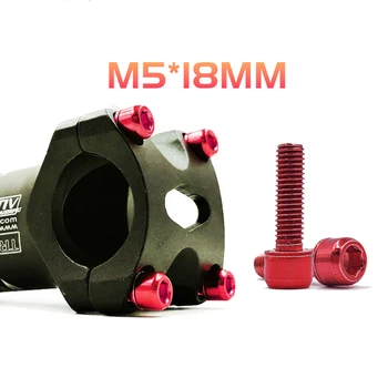 6stk M5*18mm Cykelstyr Skrue i Rustfrit Stål MTB Cykel Stamceller Riser Bolte Titanium-belagte Farverige Skruer Cykel Del