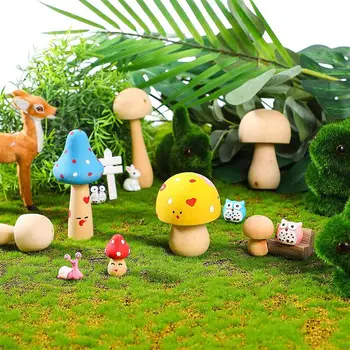 6stk Træ-Champignon Sæt Naturlige Ufærdige Champignon DIY Kunsthåndværk Maleri Peg Dolls Ornament Håndlavet Kids Legetøj