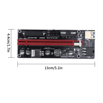 6stk VER009 USB 3.0 PCI-E Riser VER009S Express 1X 4x 8x 16x Extender Riser-adapterkort SATA-15 bens til 6 pin strømkabel Nyeste