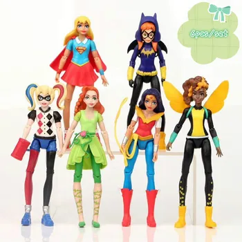 6stk/set Marvel Avengers Super Hero PVC-Action Figurer, Wonder Woman Harley Quinn Super Girl Klovn Model Legetøj Børn Gaver