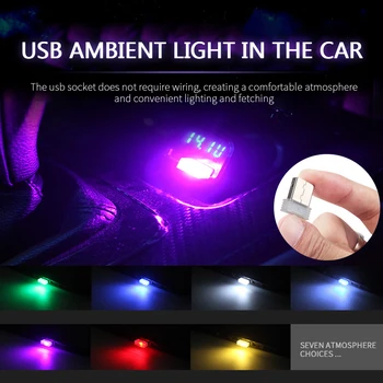 7 Typer Af Lys, Farver, Mini-USB-Lys, LED Bil Omgivende Lys Auto Interiør Lys 1pc Bil Atmosfære, Lys, Dekorative Lys