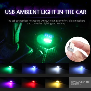 7 Typer Af Lys, Farver, Mini-USB-Lys, LED Bil Omgivende Lys Auto Interiør Lys 1pc Bil Atmosfære, Lys, Dekorative Lys