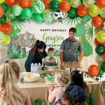 75PCS Jungle Party Balloner kagepynt Safari Part Baby Brusebad Dyr Balloner Arch Kids Fødselsdag Ballon Zoo Tema Fest