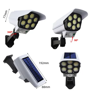 77 LED Kamera Solar Light Motion Sensor IP65 Udendørs væglampe Genopladelige Justerbar Rotation LED Spotlight Til Gade Haven