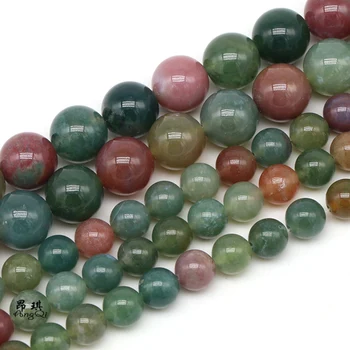 7A Naturlige Indien Agater Runde Sten Perler 4-12mm Mix Syv Farver Løse Perler Til Smykker at Gøre DIY Armbånd Halskæde 15inches