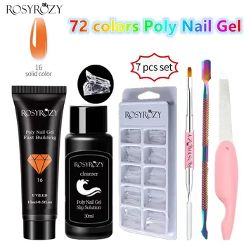 7PCS Poly UV Gel-Kit til Manicure Søm Forlængelse Sæt Slip Løsning, Akryl polsk Kunst Af Fingerspidserne Hurtig Opbygning af 72 Farve