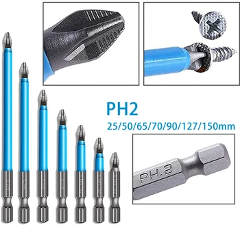 7Pcs Magnetisk Anti-Slip Boret PH2 Phillips Bits Sæt håndværktøj Anti Slip Elektriske Sekskantet Skaft Skruetrækker Boret 25 mm-150 mm