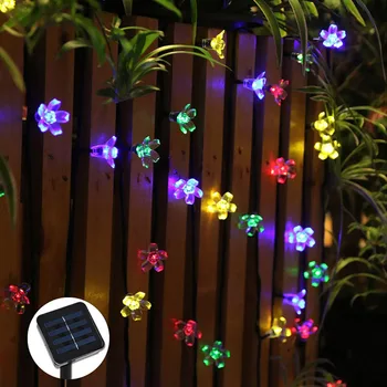 7m 50LED Blomst Sol Lampe Power LED String Lys kulørte Lamper String Sol Lys, Guirlander Have Jule Udsmykning Til Udendørs
