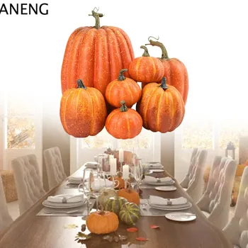 7pcs Kunstige Græskar Diverse Falske Simulering Græskar til Halloween, Thanksgiving Party Hjem, Hus Dekoration