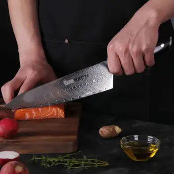 8.5 tommer Damaskus Japansk kokkekniv vg10 stål køkken knive skarpe Knive Full Tang ibenholt palisander håndtere 2019 NYE korn