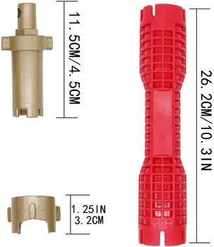 (8-i-1) vask vandhane installer multi-purpose skruenøgle vvs-værktøj til Toilet Skål/Vask/Bad/Køkken Vvs og mere (rød)