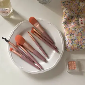 8 stk sæt Macaron Rejse Børster Mini Bærbare God Opbevaring Blush Børste Øjenbryn Makeup Af Pigen Billige Makeup Pensler Kosmetik