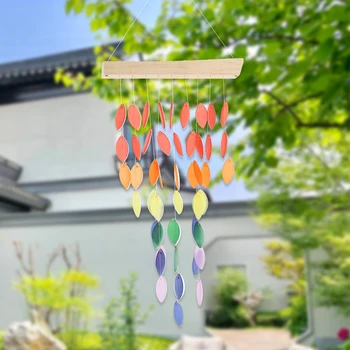 80% Hot Salg!! Wind Chime Farverige Blade Form Hængende Ornamenter Harpiks Indendørs Udendørs Haven Dream Catcher til Hjemmet