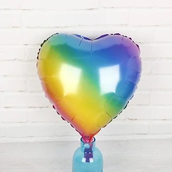 8pcs18inch rainbow hjerte form Folie balloner fødselsdag part dekorationer kids baby pige part forsyninger bryllup favoriserer luft Globos