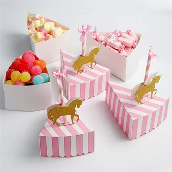 8stk/set Karrusel Candy Box Slik Poser af Papir Chokolade Cookie Box Emballage Til Baby Brusebad Kids Fødselsdag Part Indretning Gæst Gave