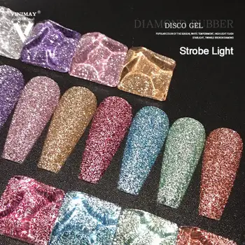 9 Farver Nail Art Gel Glimmerlim Til Fine Negle Reflekterende Lys Bungee Pulver Skinnende Fint DiamondsDIY Nail Art Langvarig