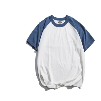 9202 T-Shirt Mænd Japansk Retro Simpel Måde Smarte Nye Farve Kontrakt Alle Match Bomuld Raglan Korte Ærmer Rund Hals T-Shirts