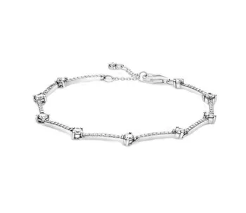 925 Sterling Sølv Armbånd Blå Mousserende Bane Barer Armbånd Armbånd Passer Til Kvinder Perle-Charme Diy Mode Smykker
