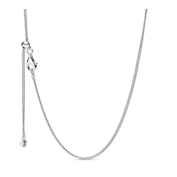 925 Sterling Sølv Charm Rose Gold Signatur Glidende Lås Chain Basic Halskæde Passer Oprindelige DIY Smykker
