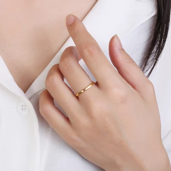 925 Sterling Sølv Fingerringe Guld Sølv Enkel Tynd Line Mode Smykker Zircon Vielsesring til Kvinde
