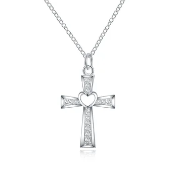 925 Sterling Sølv Mode-Cross Angel Heart Halskæde Til Kvinder, Bryllup, Engagement Smykker Gave