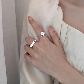 925 Sterling Sølv Ringe For Kvinder Åbning Justerbar Brev Geometriske Retro Mode Kvindelige Part Bryllup Smykker Gaver INEFFA