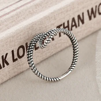 925 Sterling Sølv Ringe for Kvinder Simpel Reb Uregelmæssige S925 Justerbar Åbne Cuff Ringe Kvinder Tibetansk Sølv 925 Smykker