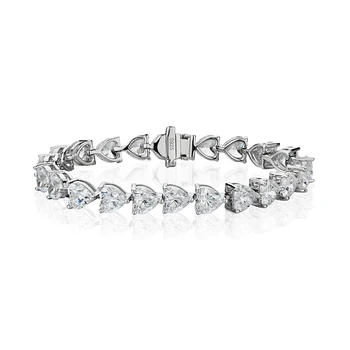 925 Sterling Sølv med Højt Kulstofindhold Diamant Armbånd med hjerteformet Simulering Diamant 6*6mm Armbånd i Sten Meget Skinnende Smykker