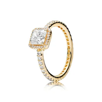 925 Sterling Sølv pan Ring Rose Gold Fire Klo Tidløs Elegance Crystal Ringe Til Kvinder Bryllup Part Gave Fine Smykker
