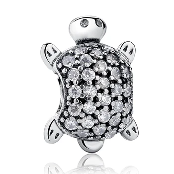 925 Sølv Mode CZ skildpadde Vedhæng Spacer Charms Perler for Kvinder Bryllup Oprindelige Sterling Armbånd & Halskæde Smykker DIY