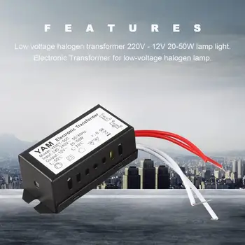 AC 220V til 12V 20-50W Halogen Lampe Elektronisk Transformer LED Driver Strømforsyning for lavvolt Halogen Lampe