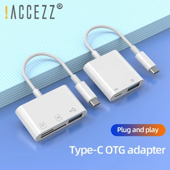 !ACCEZZ USB-C Adapter USB3.0 OTG-Adapteren Type-C Til Macbook Samsung Xiaomi USB-TF SD-Kortlæser U-Disk Mus Tastatur Converter