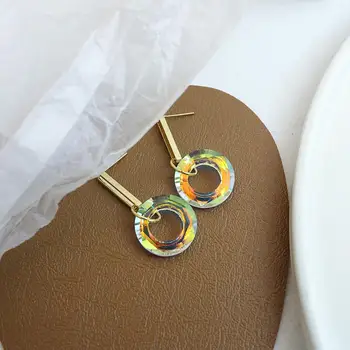 AENSOA Nye Design koreanske Gennemsigtig Farverige Runde Vedhæng Øreringe til Kvinder Længe Geometriske Øreringe Party Smykker